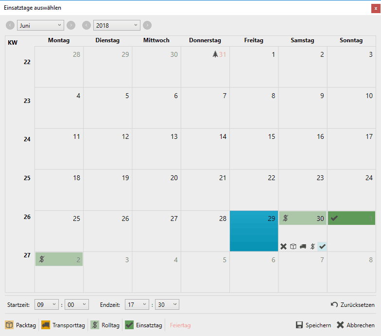 Vermietvorgang-Kalender