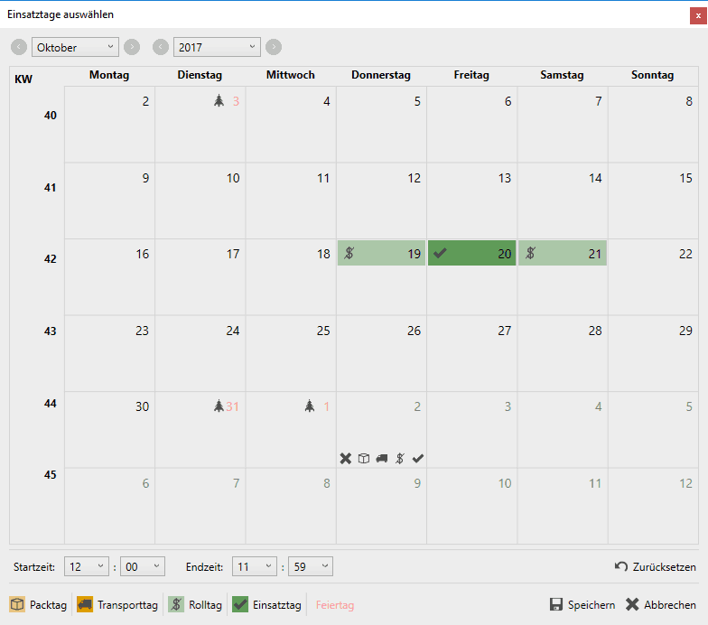 Anmiete-Kalender