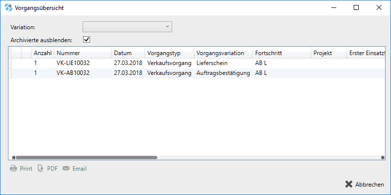 Verkaufvorgang-Artikel-Vorgangsuebersicht