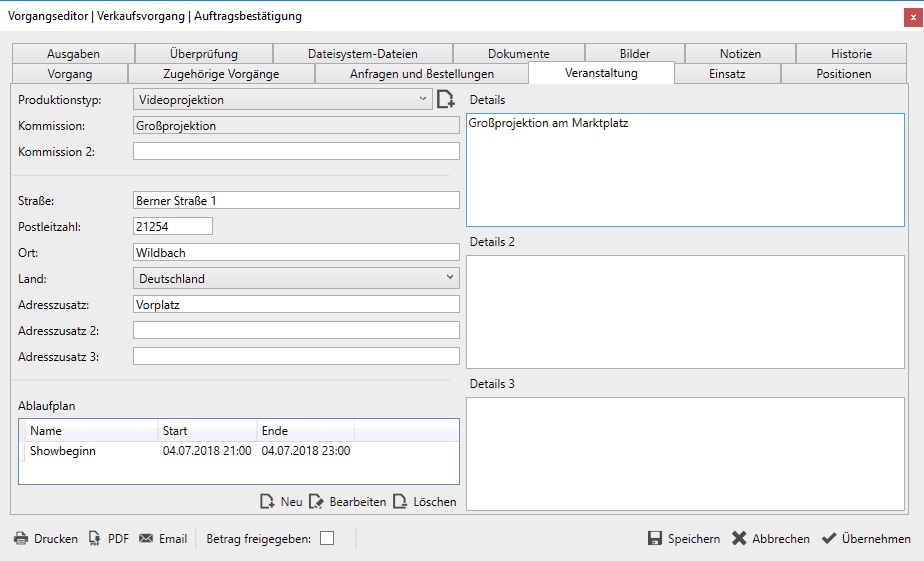 Verkaufvorgang-Veranstaltung