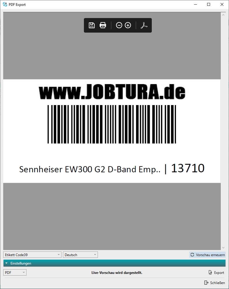 Jobtura-Etikett-Barcode-Code39-Skalierbar